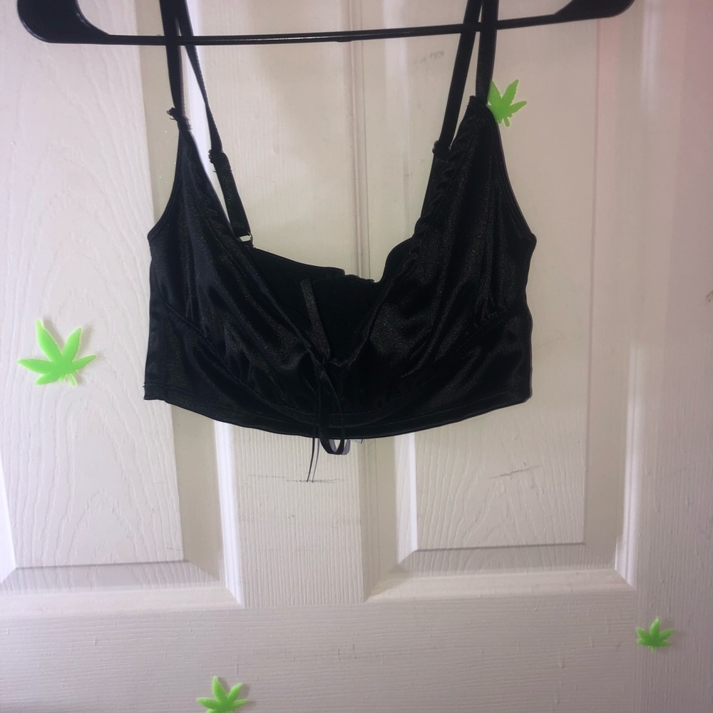 black satin top